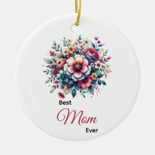 Beste Mama je Blütenfarbe Keramik Ornament