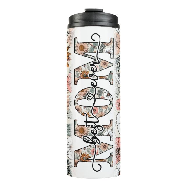 Beste Mama je Boho Floral Thermosbecher (Vorderseite)