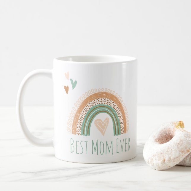 Beste Mama je Boho Rainbow Kaffeemaschine Tasse (Mit Donut)
