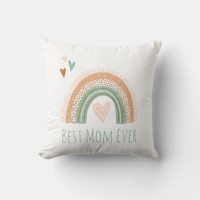Beste Mama je Boho Rainbow Kissen (Vorderseite)