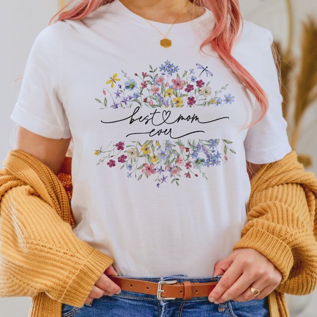Beste Mama je | Botanische Wildblumen T-Shirt (Von Creator hochgeladen)