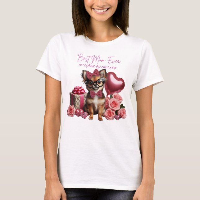 Beste Mama je Chihuahua-Welpe T-Shirt (Vorderseite)