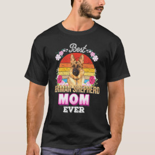 Beste Mama je Deutscher Schäferhund Floral Retro M T-Shirt