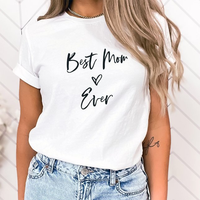Beste Mama je | Einfache Lässige Schrift und Herz T-Shirt (Von Creator hochgeladen)