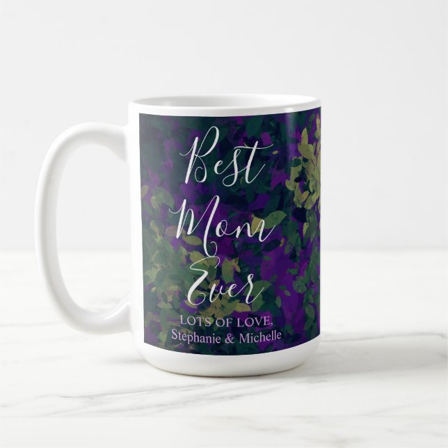 Beste Mama je Eleganter Garten Blumenbemalung Kaffeetasse (Links)