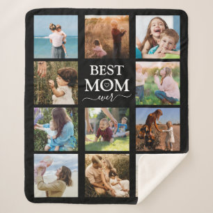 Beste Mama je Familienfoto Collage Black Sherpadecke