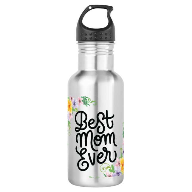 Beste Mama je farbenfroh Edelstahlflasche (Vorderseite)