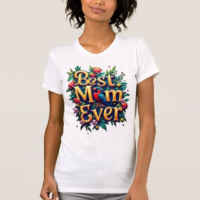 Beste Mama je - Farbenfrohe Blumen & Vögel Mutter  T-Shirt (Vorderseite)