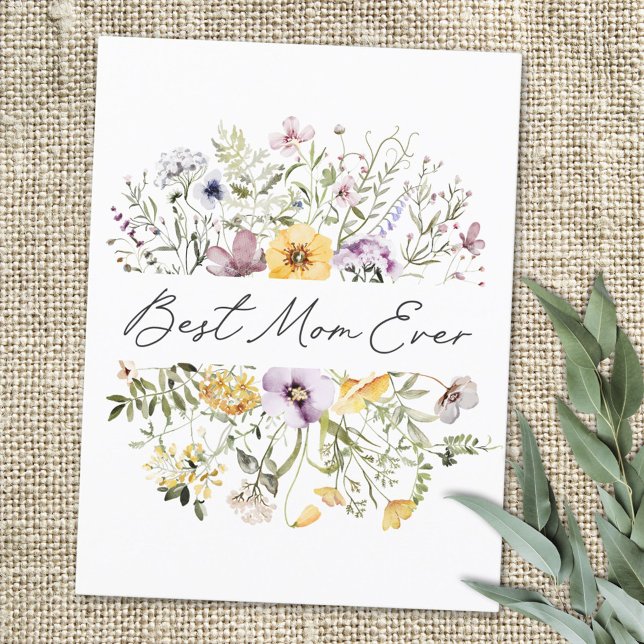 Beste Mama je farbenfrohe Wildblume Mütter Tag Postkarte (In situ)