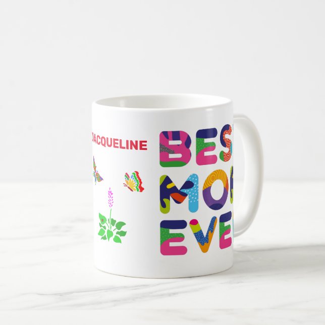 Beste Mama je farbig anpassbar Kaffeetasse (VorderseiteRechts)