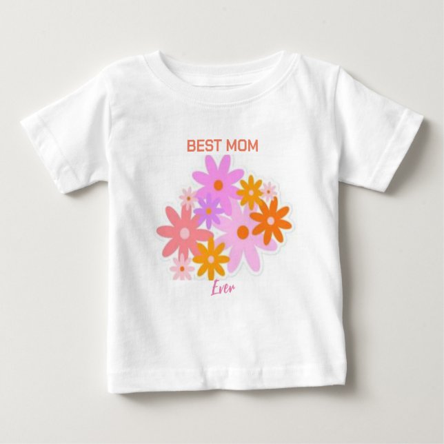 Beste Mama je Floral Baby T-Shirt (Vorderseite)