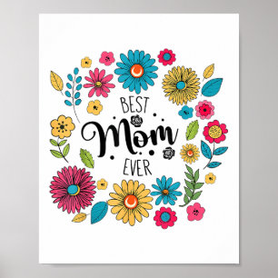 Beste Mama je Floral Mütter Tag Mama Oma Frauen Poster