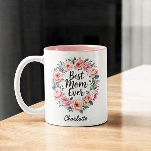 Beste Mama je Floral Wreath Niedlicher Muttert Zweifarbige Tasse