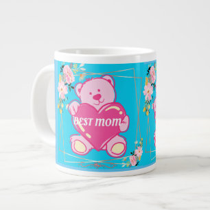 Beste Mama je Florida Pink Teddy Bär Blau Jumbo-Tasse