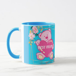 Beste Mama je Florida Pink Teddy Bär Blau Tasse