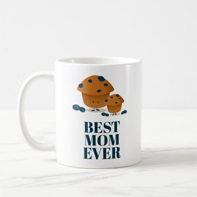 Beste Mama je Food Blueberry Muffin Cartoon Kaffeetasse (Links)