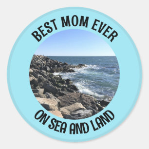 Beste Mama je Foto Atlantik Blau Runder Aufkleber