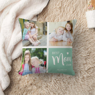 Beste Mama je Foto Collage Aquamarin Kissen