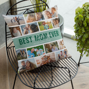 Beste Mama je Foto Collage Green Kissen
