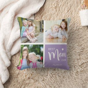 Beste Mama je Foto Collage Lila Kissen