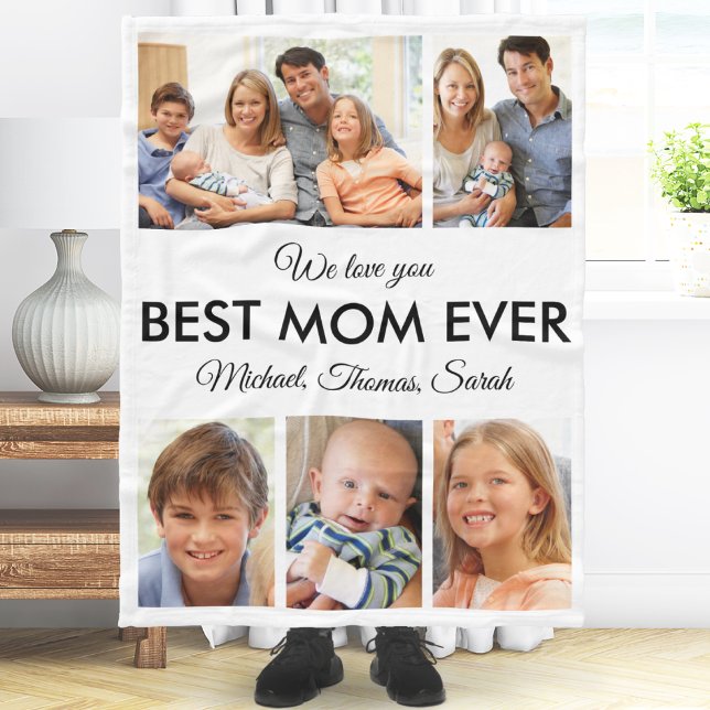 Beste Mama je Foto Collage Mütter Tag Fleecedecke (Best Mom Ever Photo Collage Mothers Day Fleece Blanket)