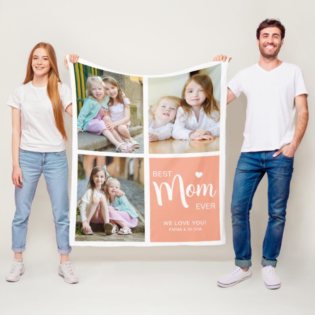 Beste Mama je Foto Collage Peach Fleecedecke (Beispiel)