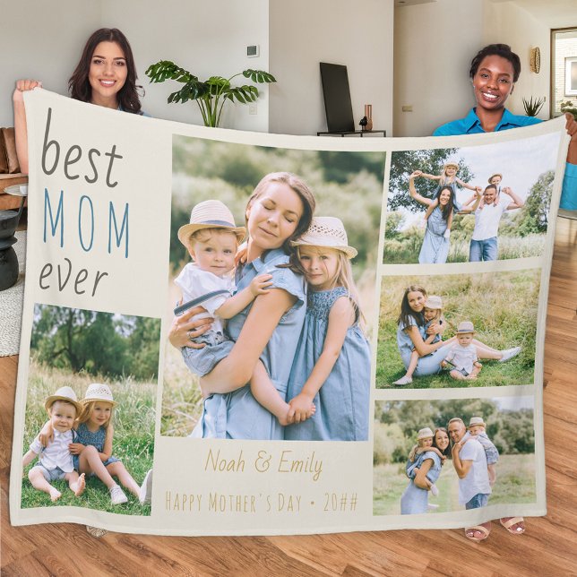 Beste Mama je Foto Collage Personalisiert Stone Fleecedecke (Von Creator hochgeladen)