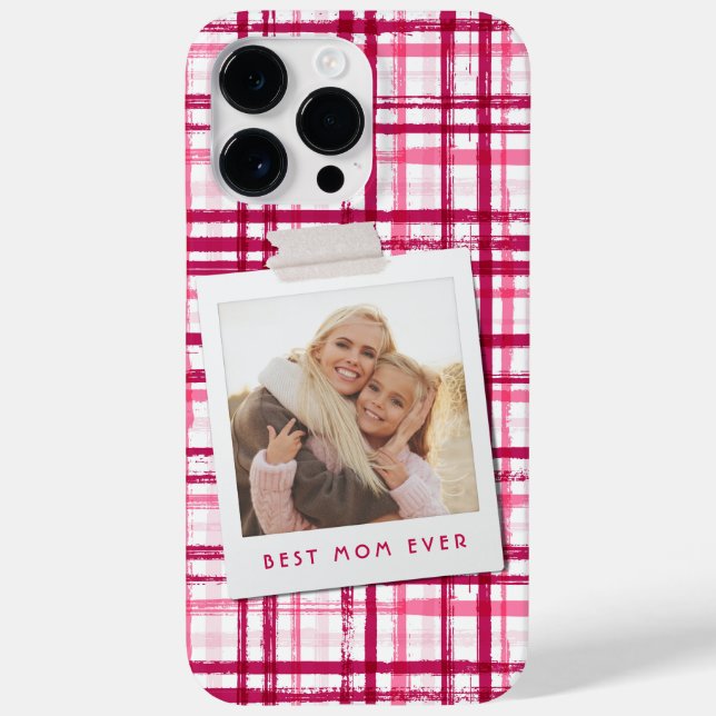 Beste Mama je Foto Niedlich Modernes rosa Muster Case-Mate iPhone Hülle (Rückseite)