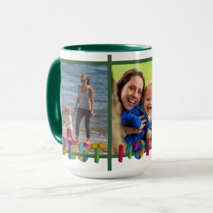 Beste Mama je FotoCollage Personalisiert grün Tasse