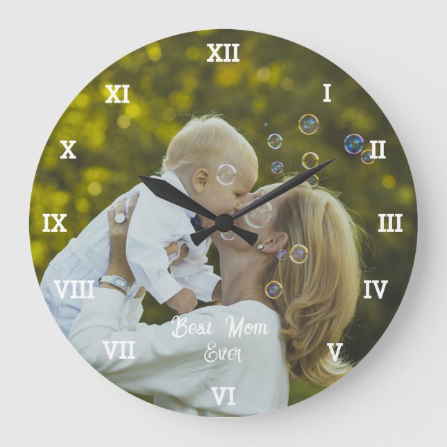 Beste Mama je Fotomaterial erstellen Große Wanduhr (Vorderseite)