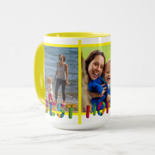 Beste Mama je Fotomaterial Personalisiert gelb Tasse