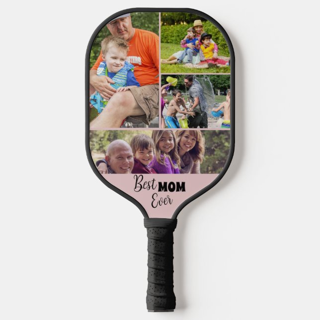 Beste MAMA je Fotoplatte Rosa Pickleball Schläger (Vorderseite)