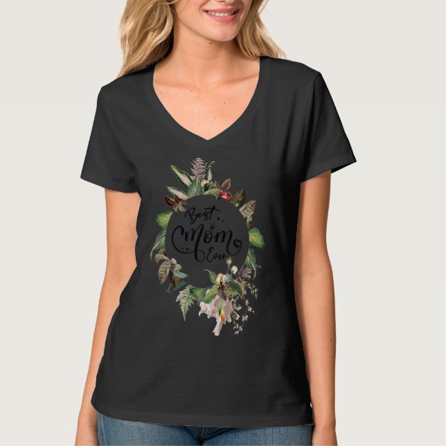 Beste Mama je Frauen Blumendekoration Momme 1 T-Shirt (Vorderseite)