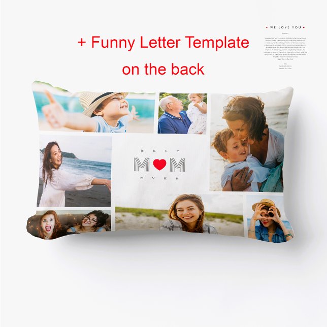 Beste Mama je Funny Mother's Day 7 Foto Collage Lendenkissen (Von Creator hochgeladen)