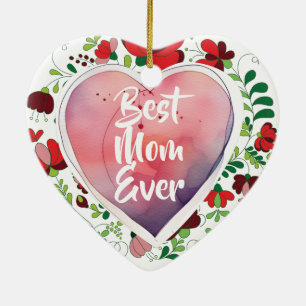 Beste Mama je, Geburtstag - Muttertagsgeschenk Keramik Ornament