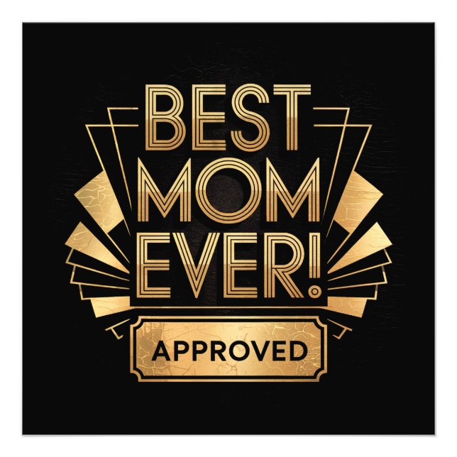Beste Mama je, genehmigt - Goldenes Textdesign Fotodruck (Vorne)