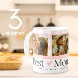 Beste Mama je Gingham Herts 3 Foto Muttertag Kaffeetasse