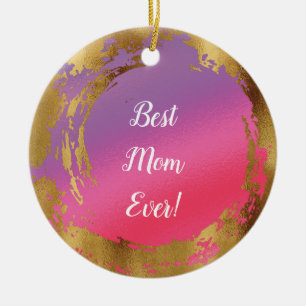 Beste Mama je Girl Chic Pink Gold Keramik Ornament