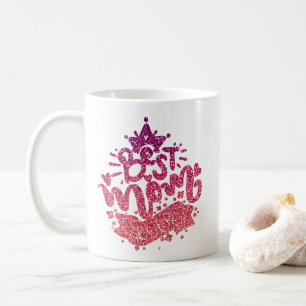BESTE MAMA JE GLITZER CUSTOM-TYPOGRAFIE KAFFEETASSE