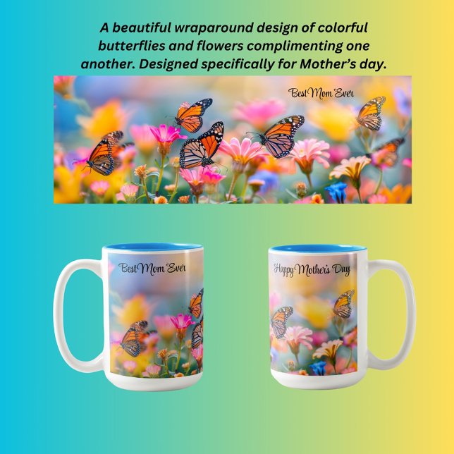 Beste Mama je, glücklicher Muttertag Zweifarbige Tasse (Von Creator hochgeladen)