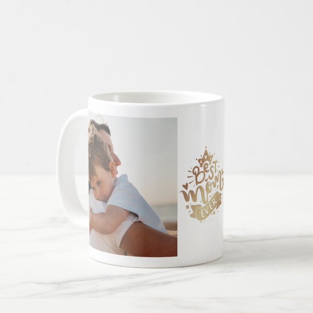 Beste Mama je Gold Briefe Foto Collage Mommy Kaffeetasse (Vorderseite Links)