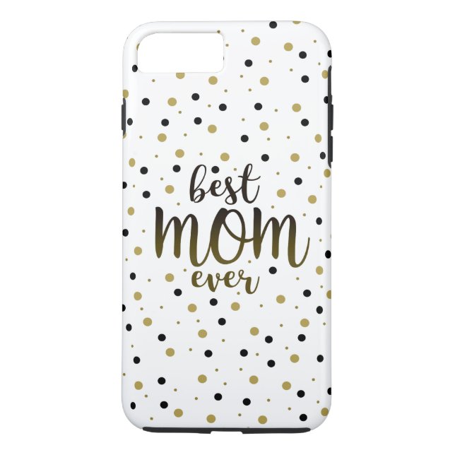 Beste Mama je, Gold und Black Confetti Typografie Case-Mate iPhone Hülle (Rückseite)