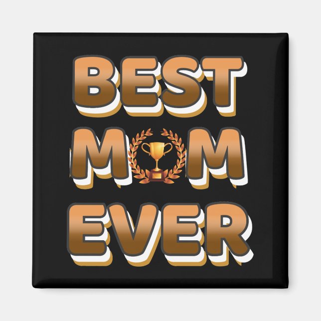 Beste Mama je Goldener Text mit Trophäe Magnet (Vorne)