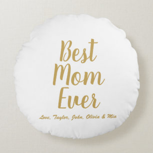 Beste Mama je goldenes benutzerdefiniertes Skript Rundes Kissen