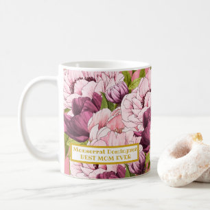 Beste Mama je Goldname Elegante Rosa Peony Kaffeetasse