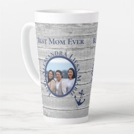Beste Mama je Grau-Holz Nautical Navy Anchor Milchtasse