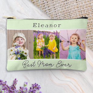 Beste Mama je Grün 3 Fotos Mit Monogramm Zubehörtasche