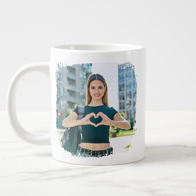 Beste Mama je Grunge Border Foto Jumbo-Tasse (Links)