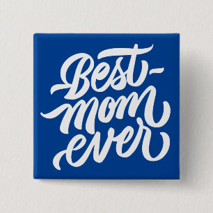 Beste Mama je handgeschriebenes Skript Navy Blue Button