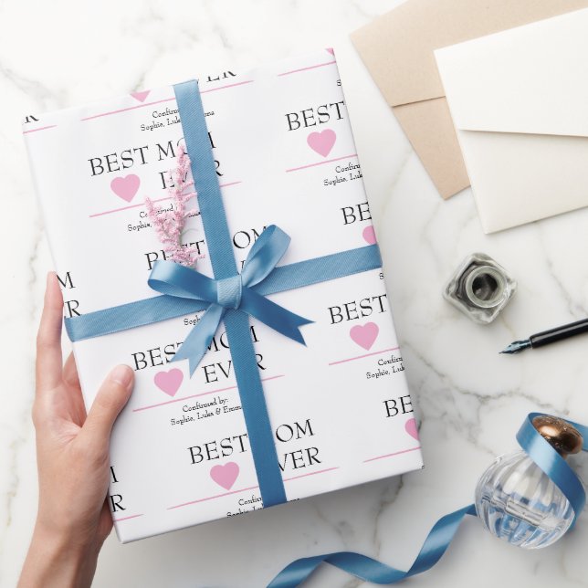 Beste Mama je Herz | Benutzerdefinierter Untername Geschenkpapier (Schenken)